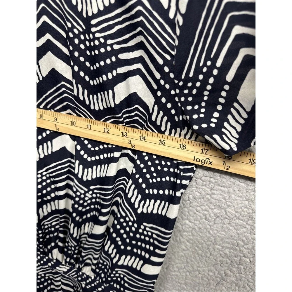 J Crew Navy & White Silky Chevron Romper Elastic Waist Womens Sz 0
